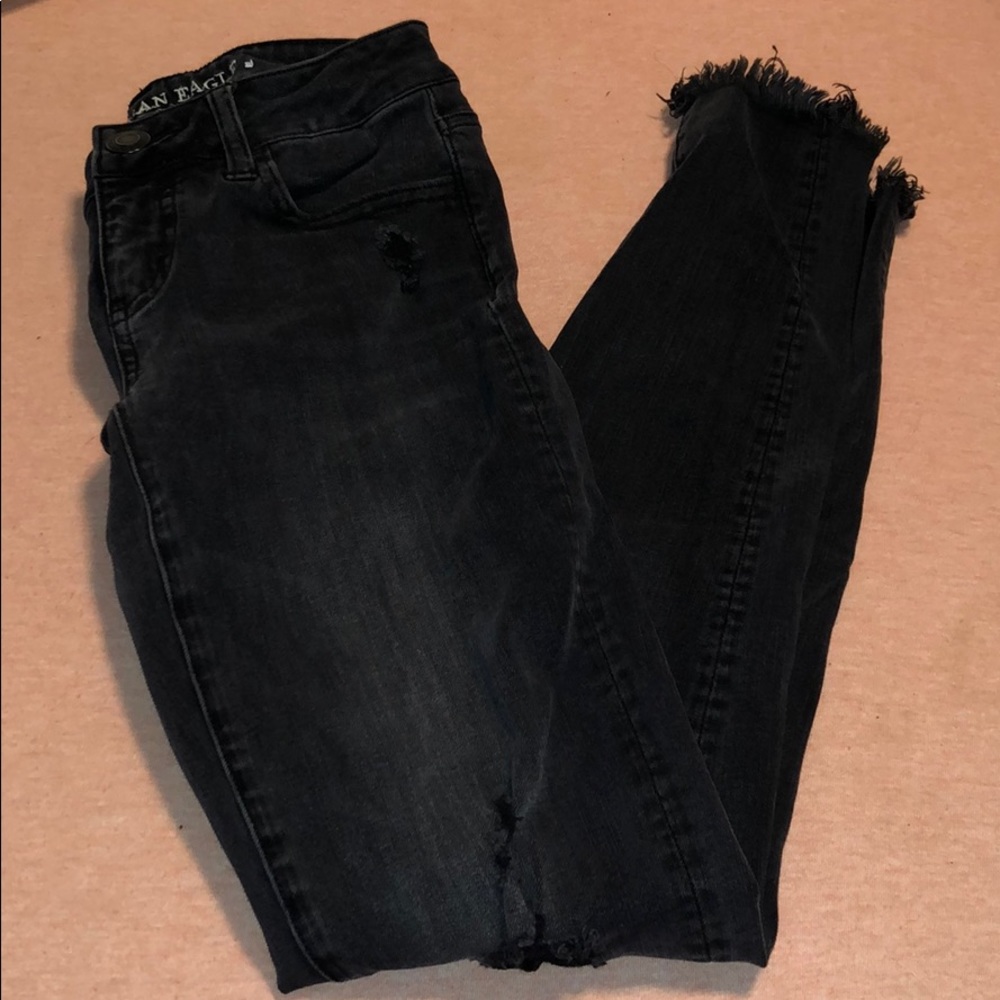 American Eagle black super stretch skinny jeans.